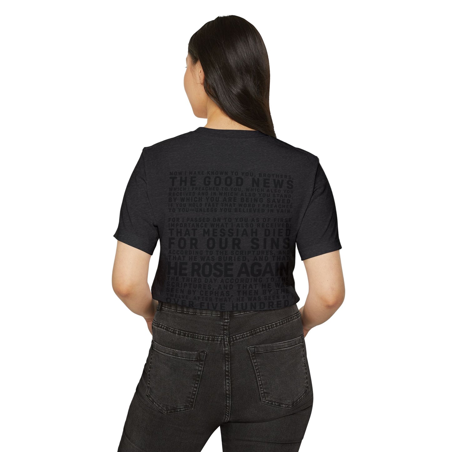 The Gospel - Adult Unisex Premium Organic Tee - Back Text, Dark-Lettered Edition - (7 Colors)