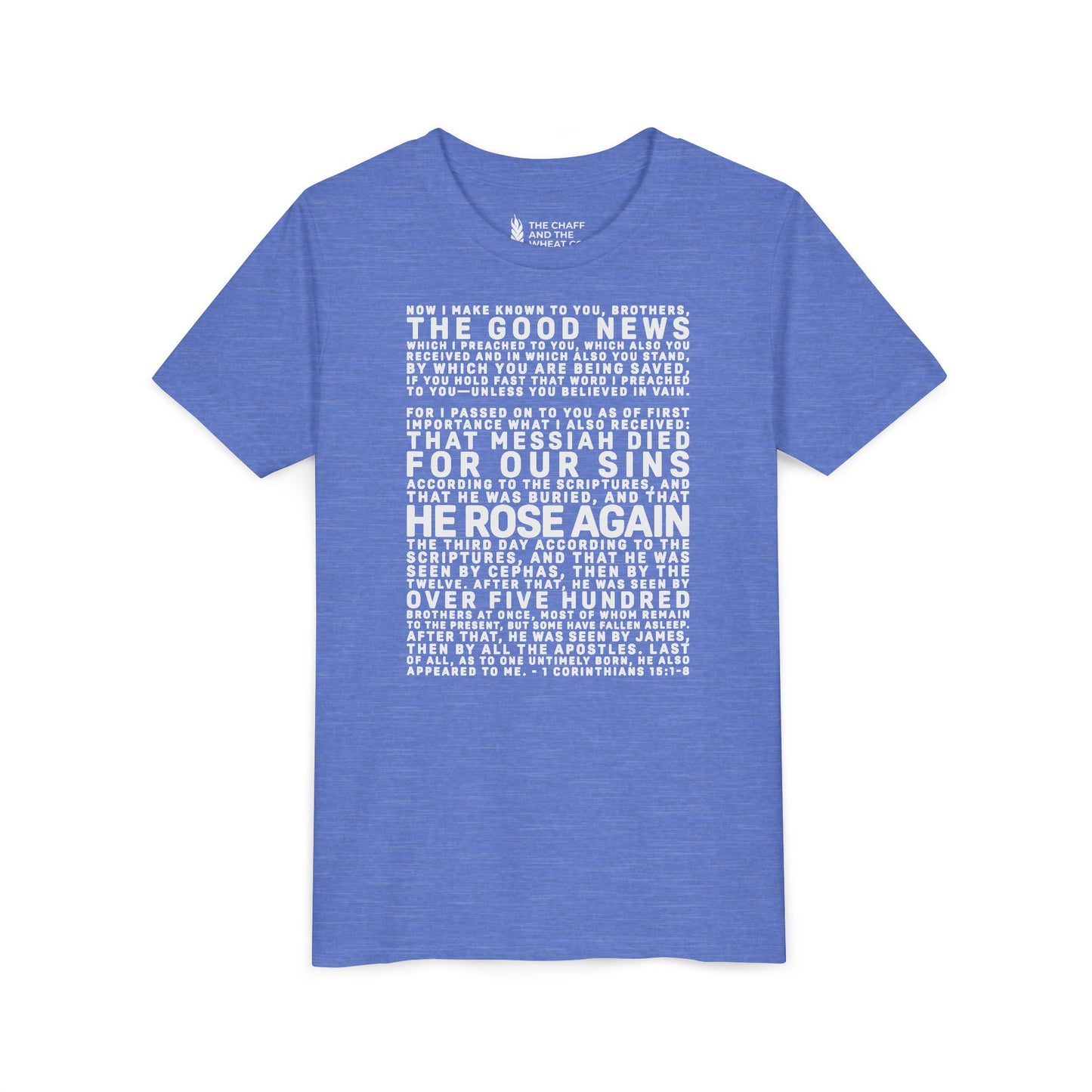 The Gospel - Youth Short Sleeve Tee - Back Text, Light-Lettered Edition - (22 Colors)