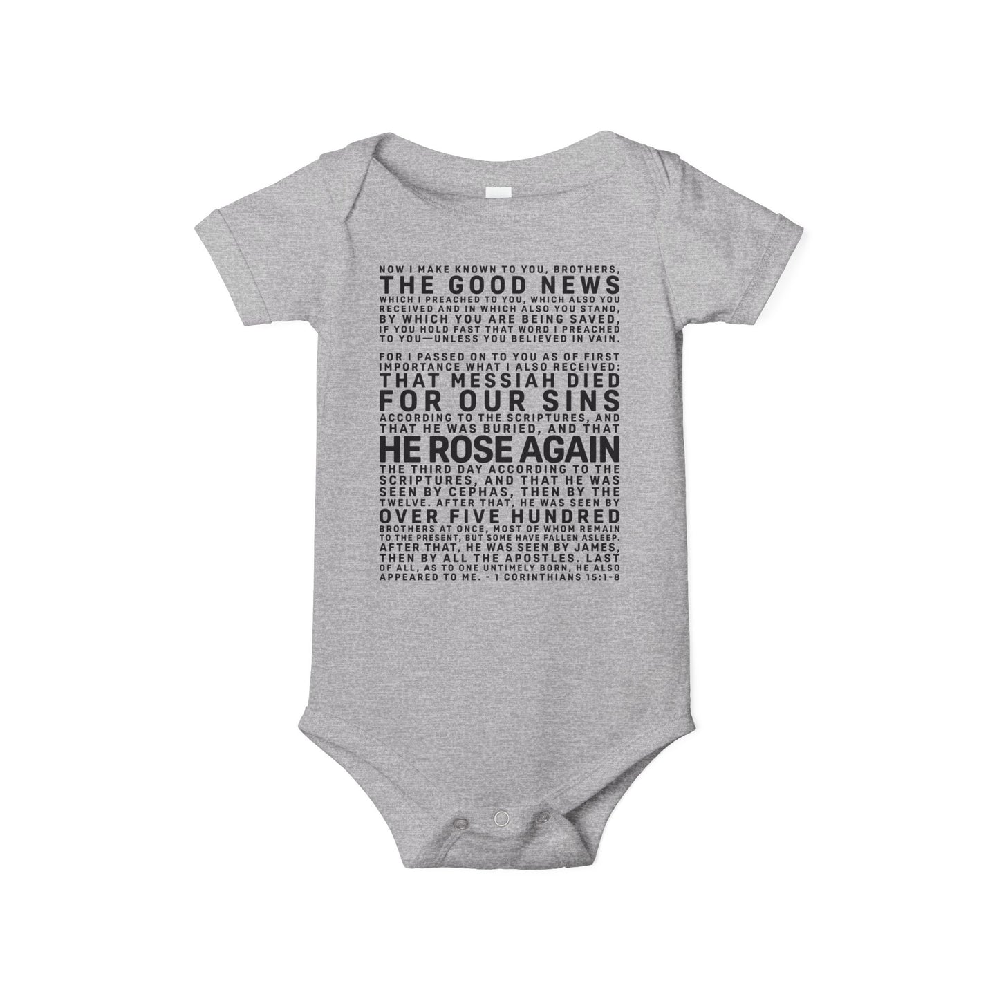The Gospel - Infant (3M-24M) One Piece - Front Text, Dark Lettered Edition - (8 Colors)