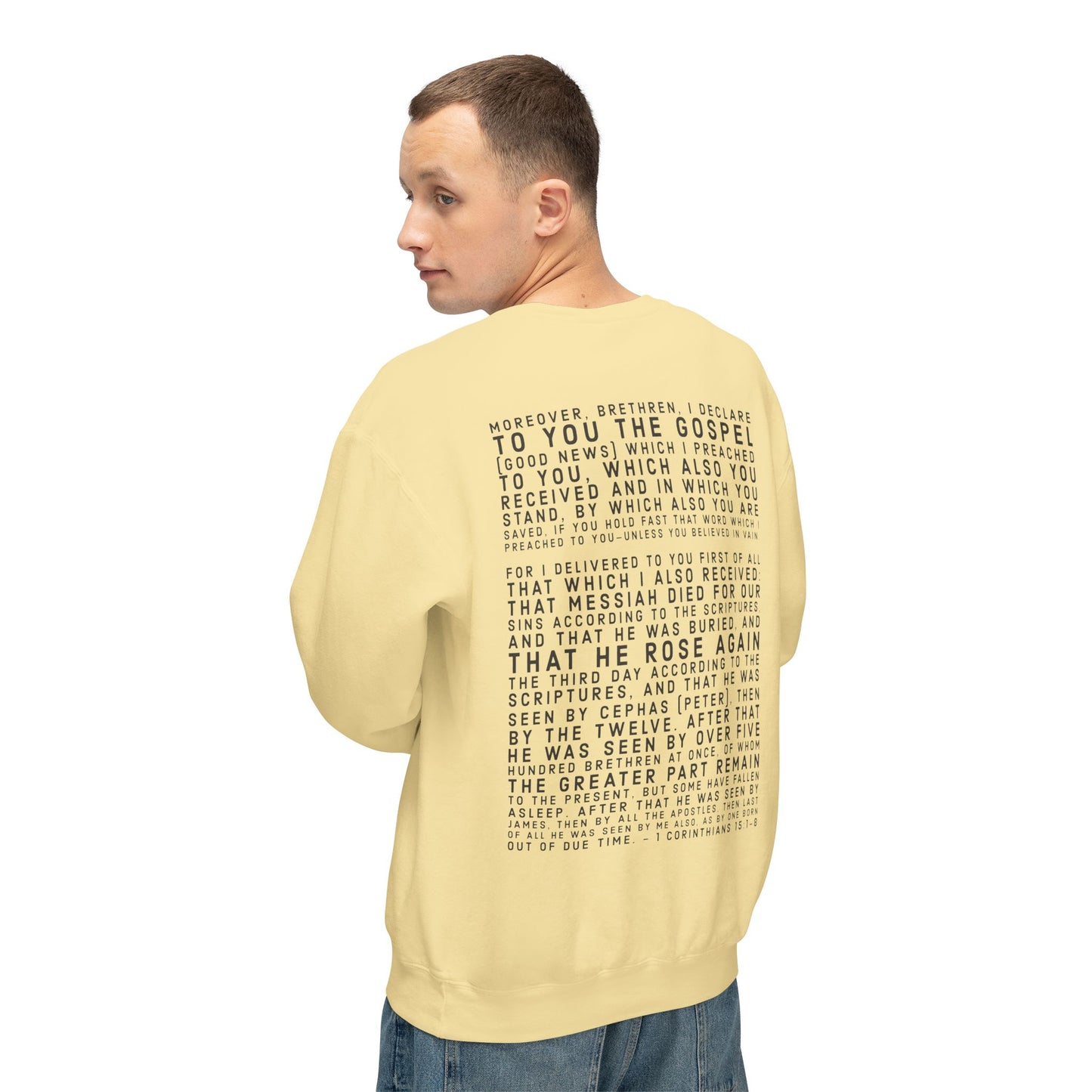 Copy of 'I declare to you the gospel' - Back Text, Dark Lettered Edition - (7 Color Options) - Adult Unisex Lightweight Crewneck Sweatshirt