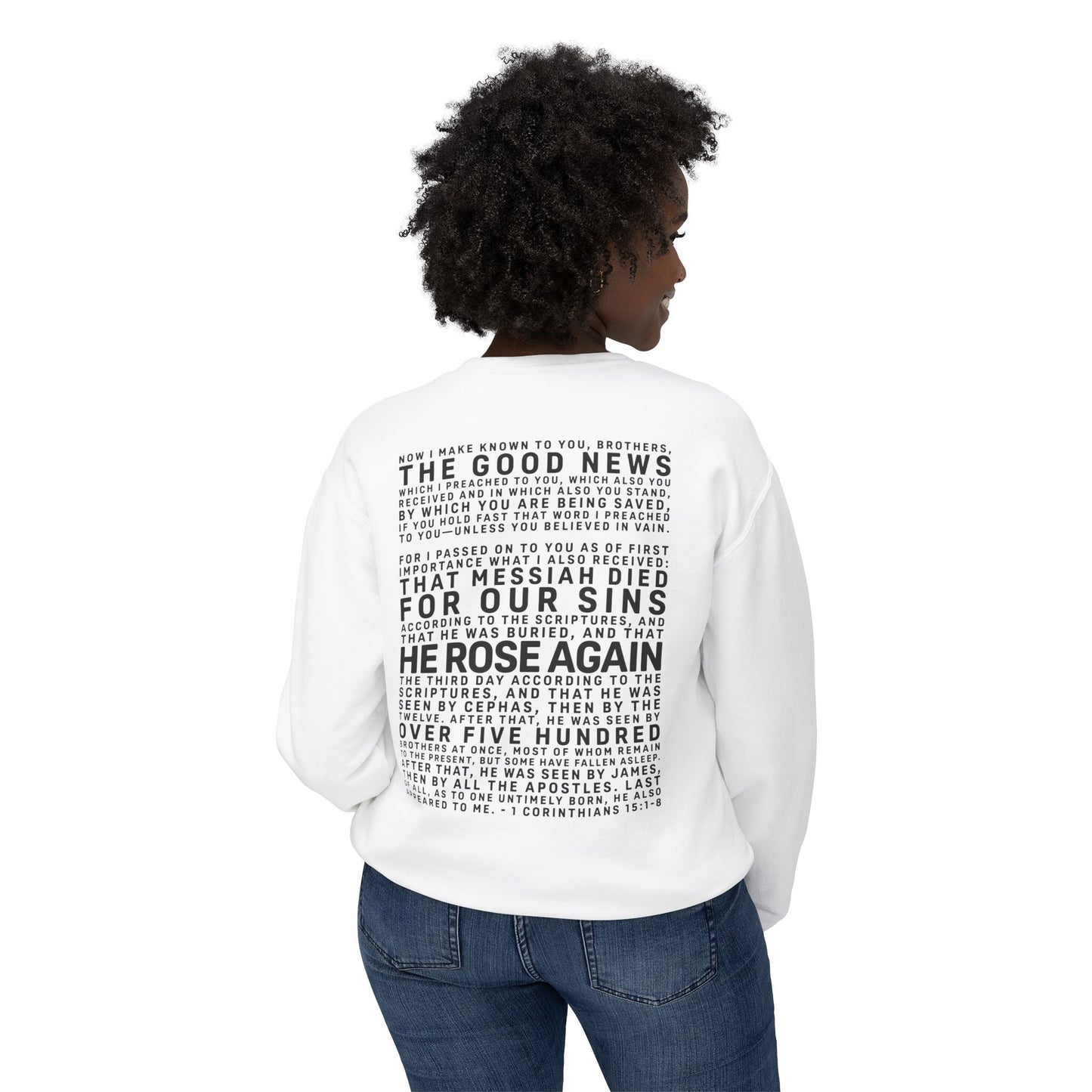 The Gospel - Adult Unisex Crewneck Sweatshirt - Back Text, Dark Lettered Edition - (12 Colors)