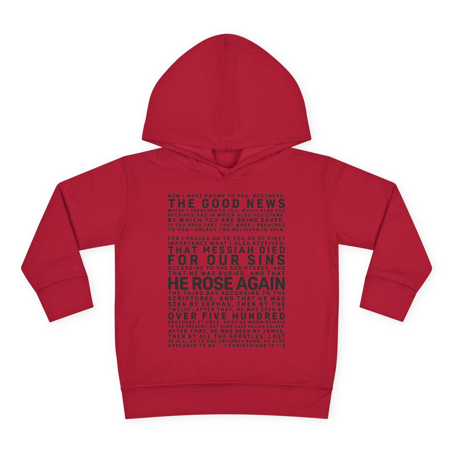 The Gospel - Toddler Pullover Hoodie - Front Text, Dark Lettered Edition - (13 Colors)