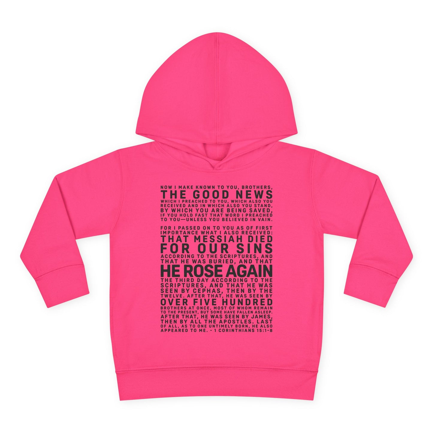 The Gospel - Toddler Pullover Hoodie - Front Text, Dark Lettered Edition - (13 Colors)