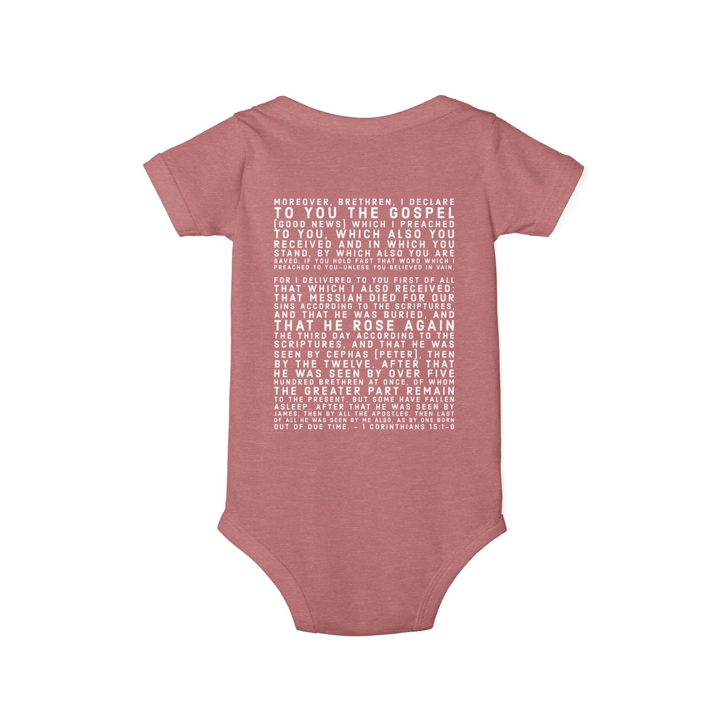 'I declare to you the gospel' - Back Text, Light Lettered Edition - (8 Color Options) - Infant Jersey One Piece
