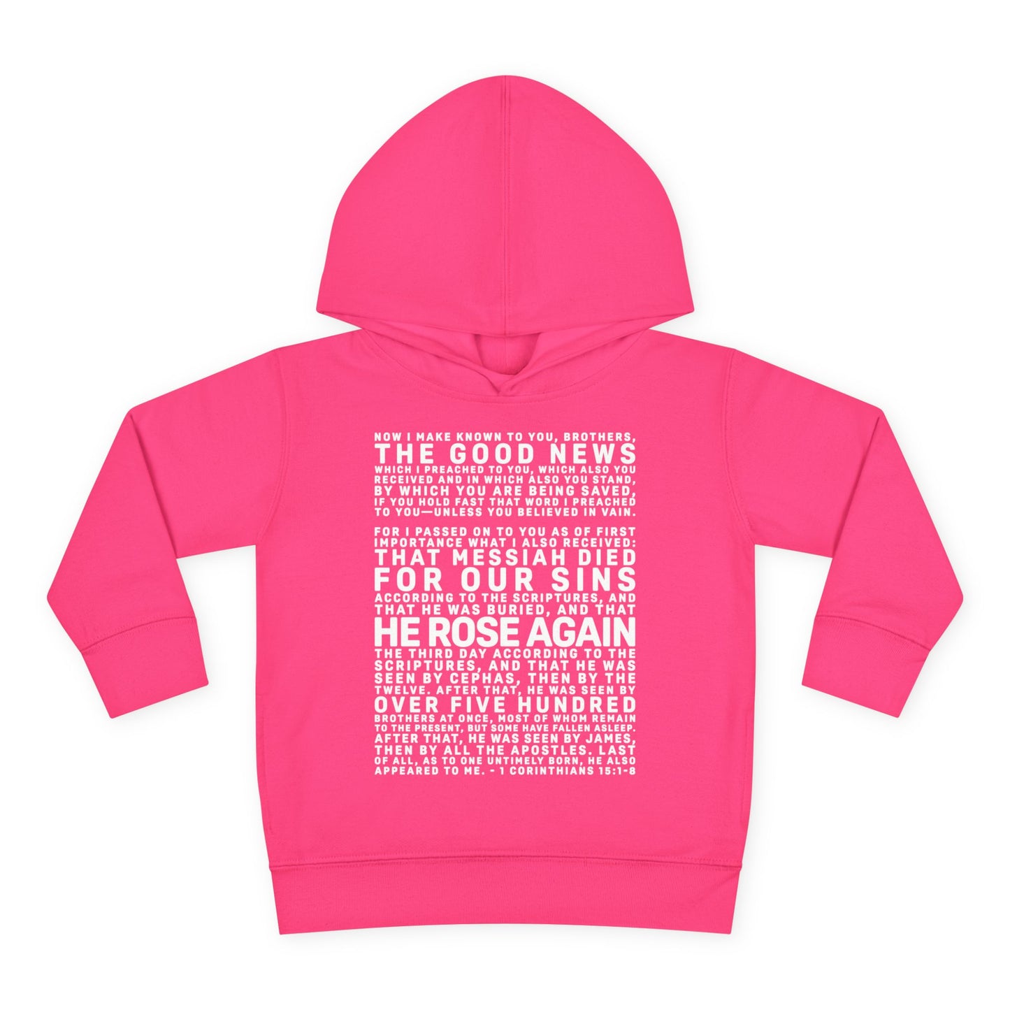The Gospel - Toddler Pullover Hoodie - Front Text, Light Lettered Edition - (15 Colors)