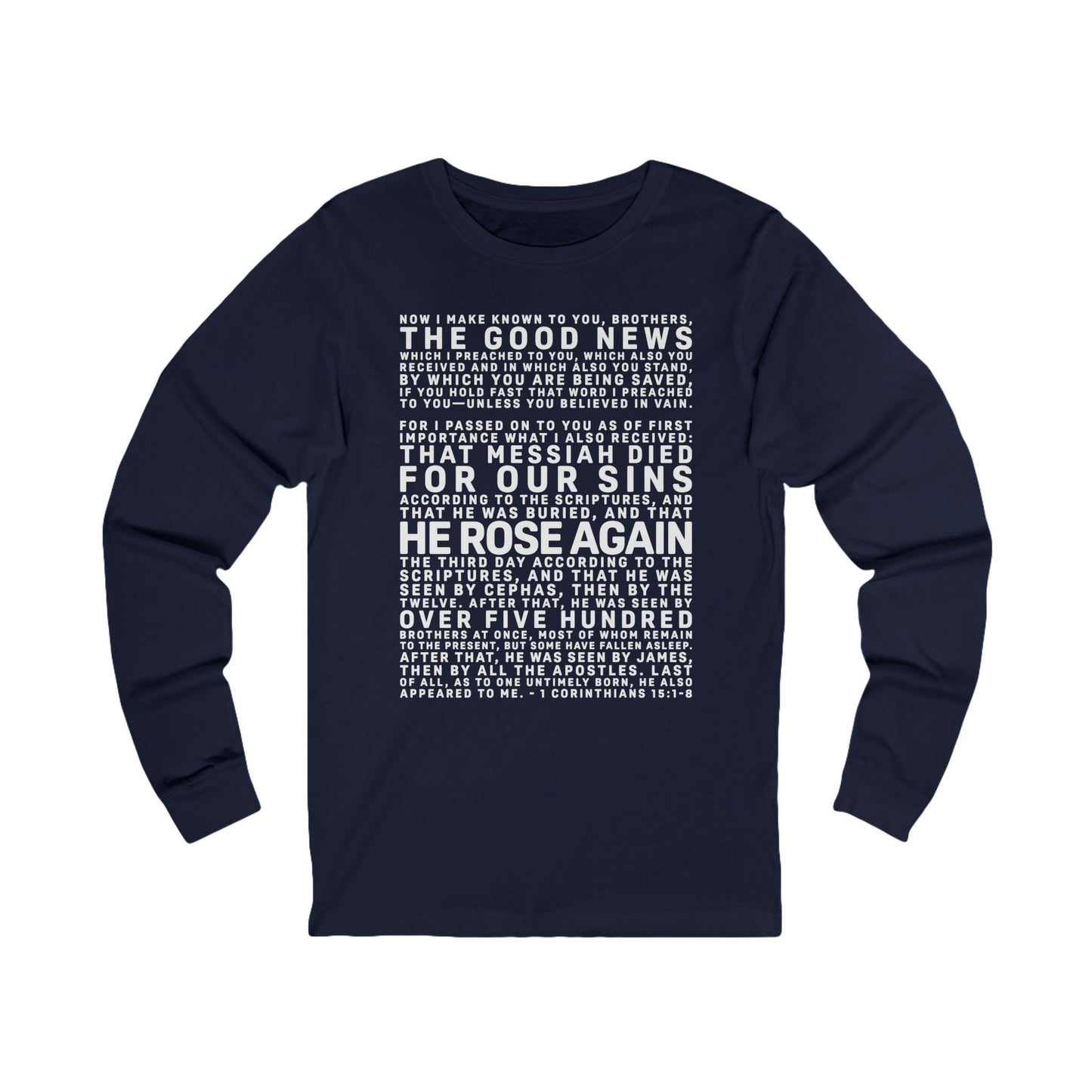 The Gospel - Adult Unisex Long Sleeve Tee - Front Text, Light Lettered Edition - (12 Colors)