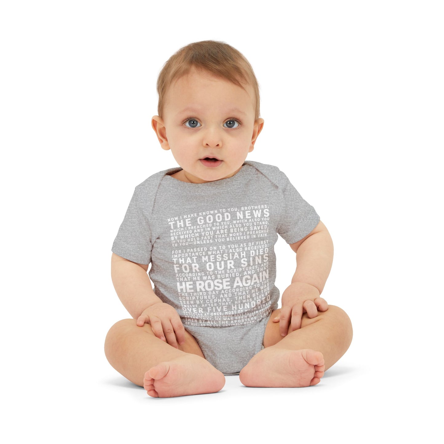 The Gospel - Infant (3M-24M) One Piece - Front Text, Light Lettered Edition - (10 Colors)