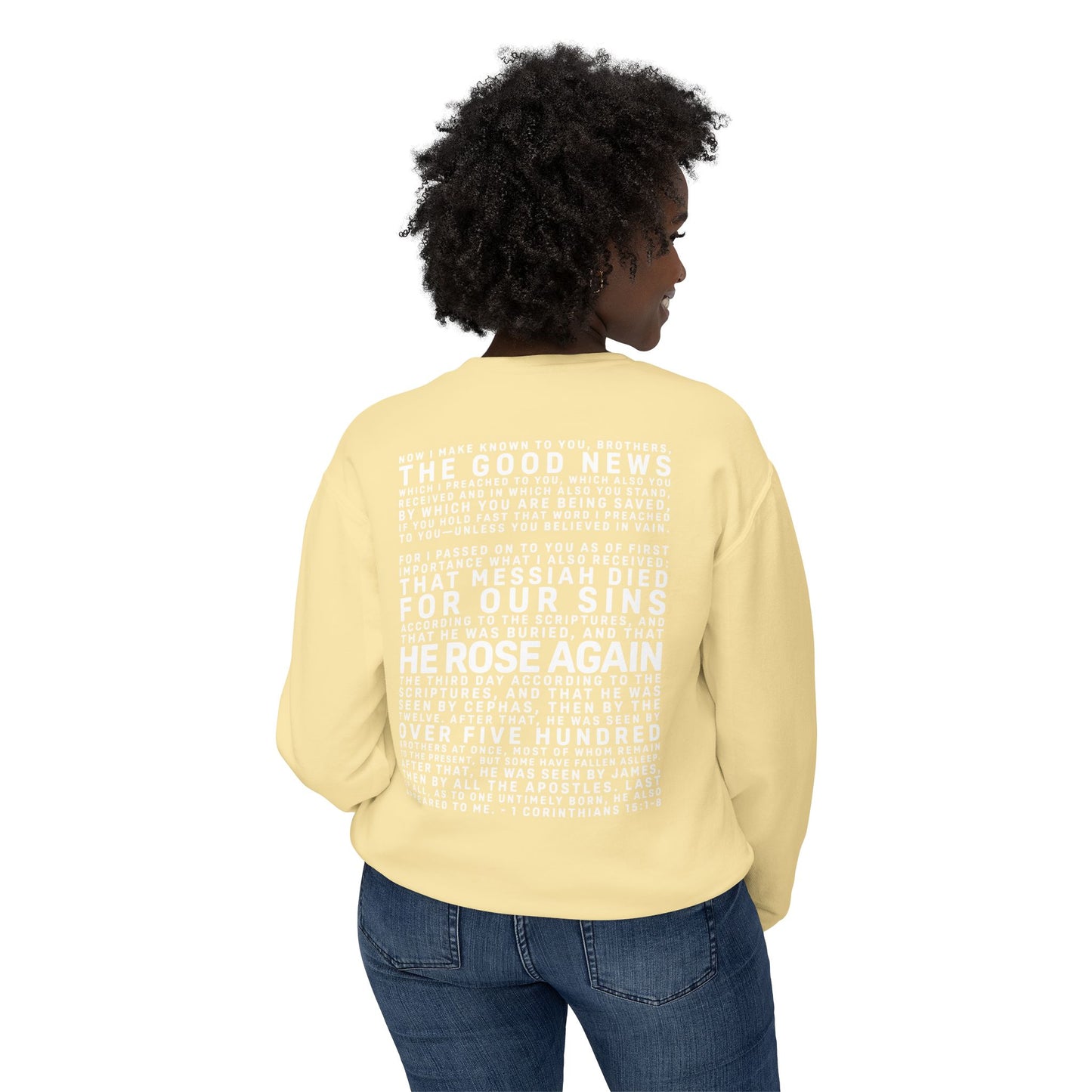 The Gospel - Adult Unisex Crewneck Sweatshirt - Back Text, Light Lettered Edition - (11 Colors)