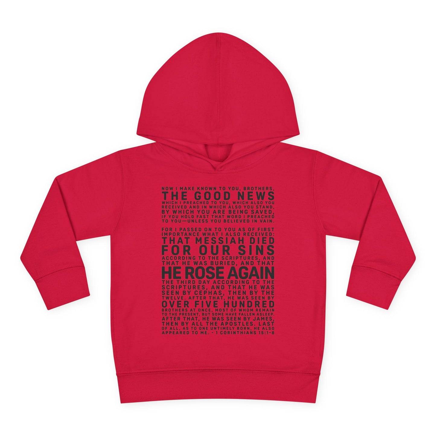 The Gospel - Toddler Pullover Hoodie - Front Text, Dark Lettered Edition - (13 Colors)