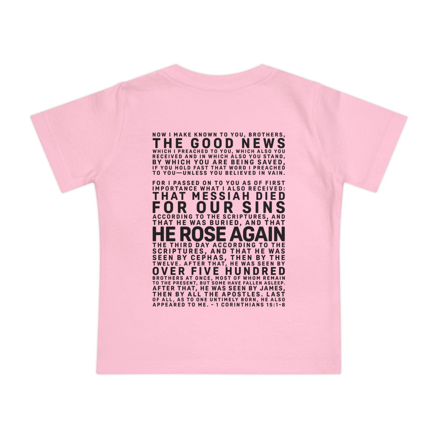 The Gospel - Infant (3M-24M) Short Sleeve Tee - Back Text, Dark-Lettered Edition - (6 Colors)