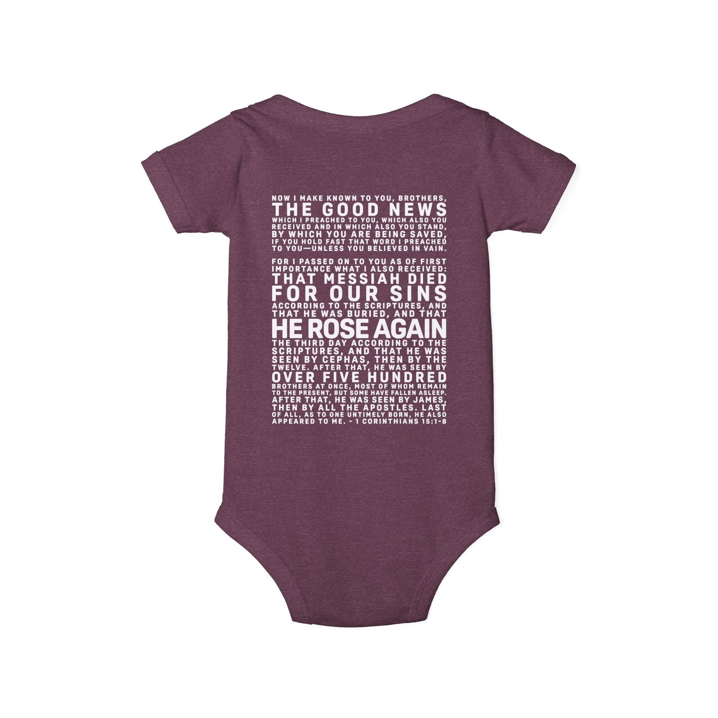The Gospel - Infant (3M-24M) One Piece - Back Text, Light Lettered Edition - (10 Colors)