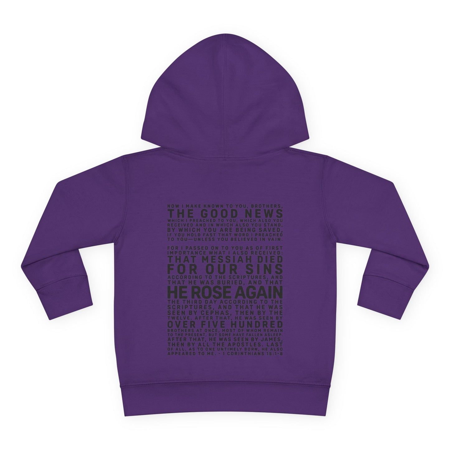 The Gospel - Toddler Pullover Hoodie - Back Text, Dark Lettered Edition - (13 Colors)
