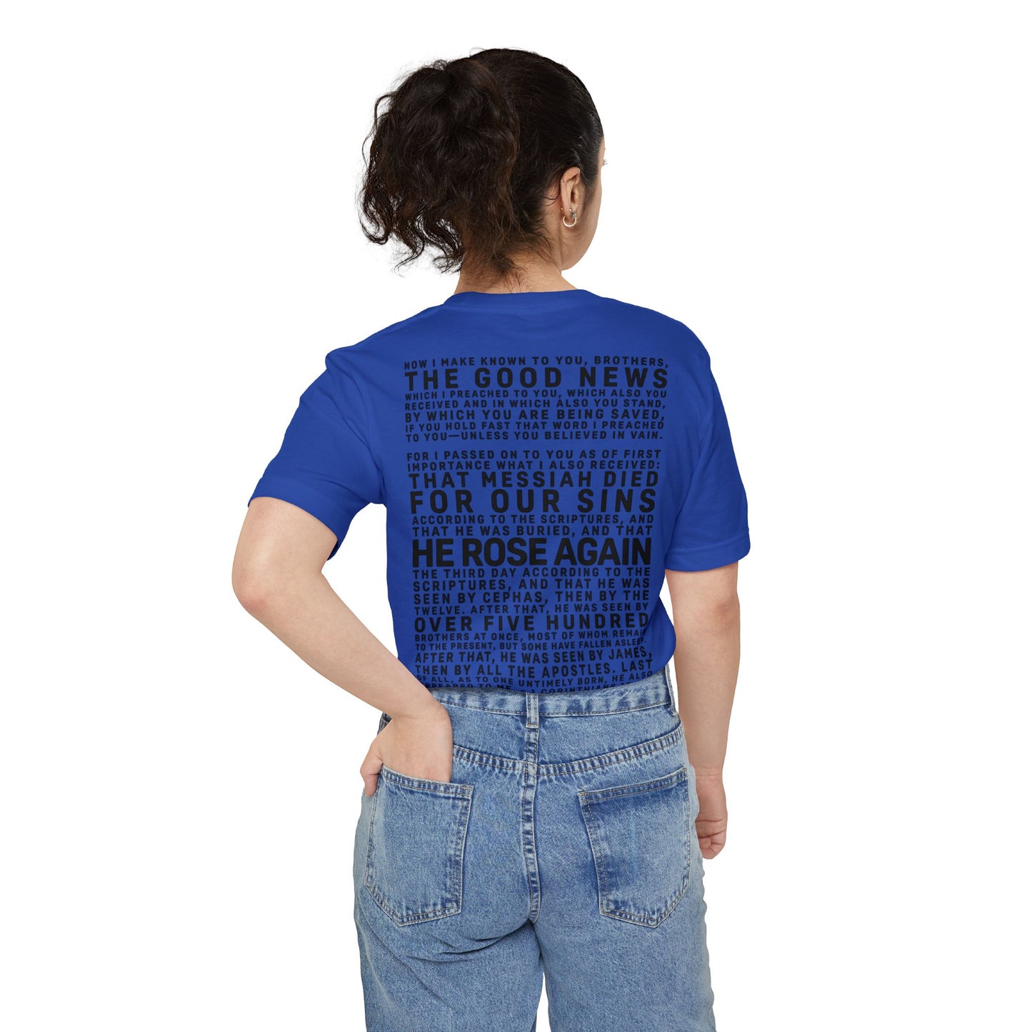 The Gospel - Adult Unisex Pocket Tee - Back Text, Dark-Lettered Edition - (4 Colors)