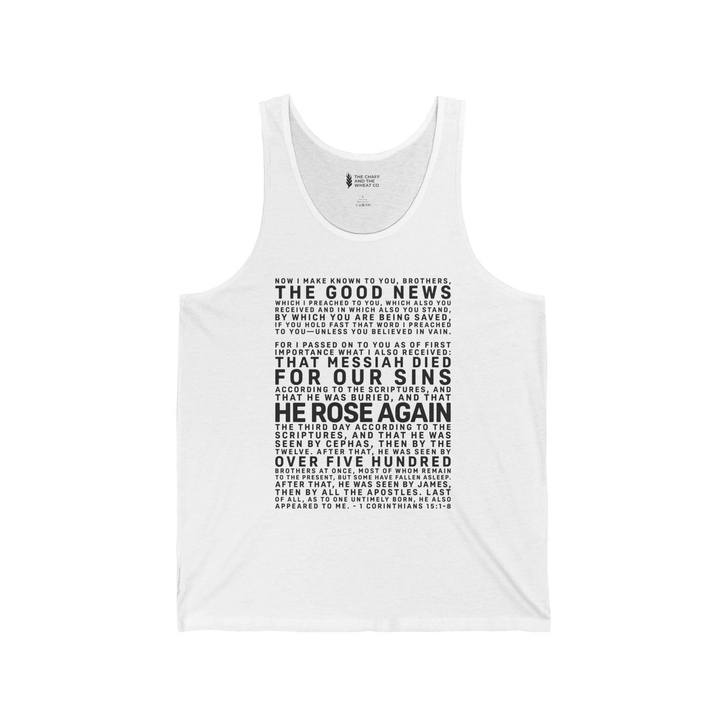 The Gospel - Adult Unisex Tank - Front Text, Dark Lettered Edition - (3 Colors)