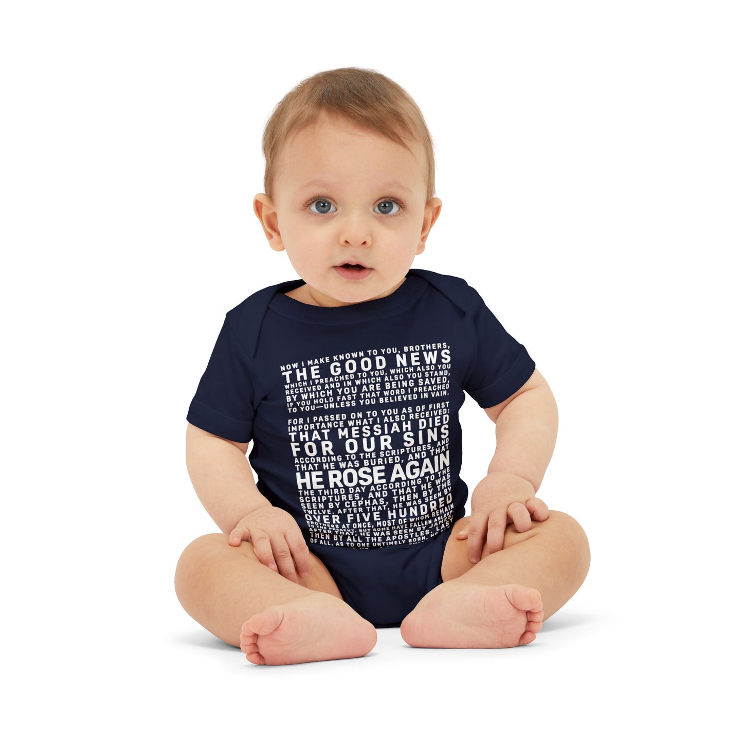 The Gospel - Infant (3M-24M) One Piece - Front Text, Light Lettered Edition - (10 Colors)