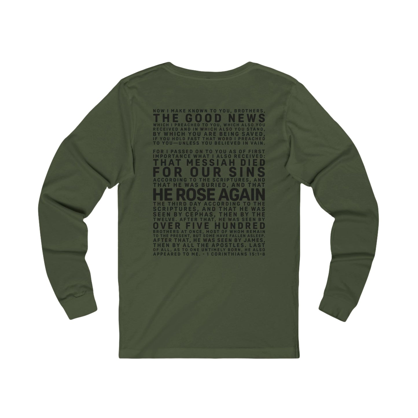 The Gospel - Adult Unisex Long Sleeve Tee - Back Text, Dark Lettered Edition - (8 Colors)