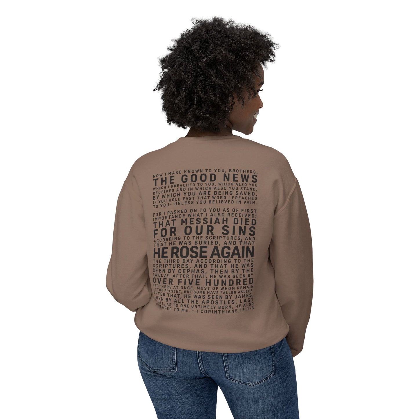 The Gospel - Adult Unisex Crewneck Sweatshirt - Back Text, Dark Lettered Edition - (12 Colors)