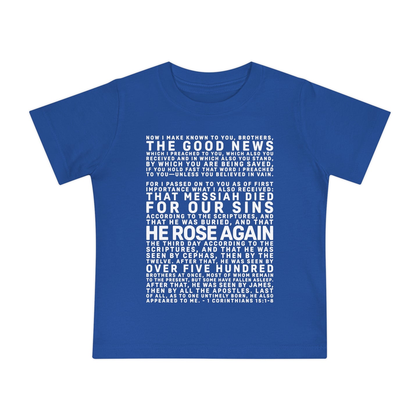 The Gospel - Infant (3M-24M) Short Sleeve Tee - Front Text, Light-Lettered Edition - (6 Colors)