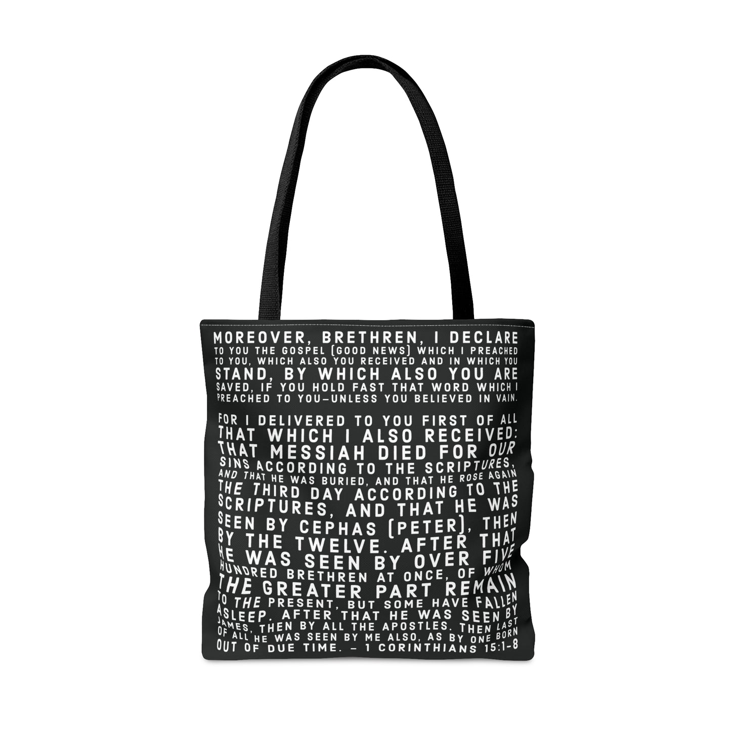 'I declare to you the gospel' - Black - (3 Size Options) - Tote Bag