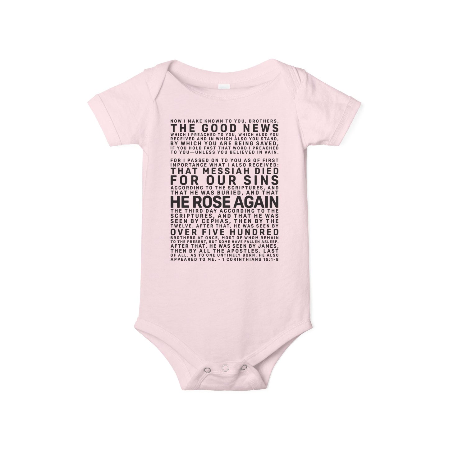 The Gospel - Infant (3M-24M) One Piece - Front Text, Dark Lettered Edition - (8 Colors)