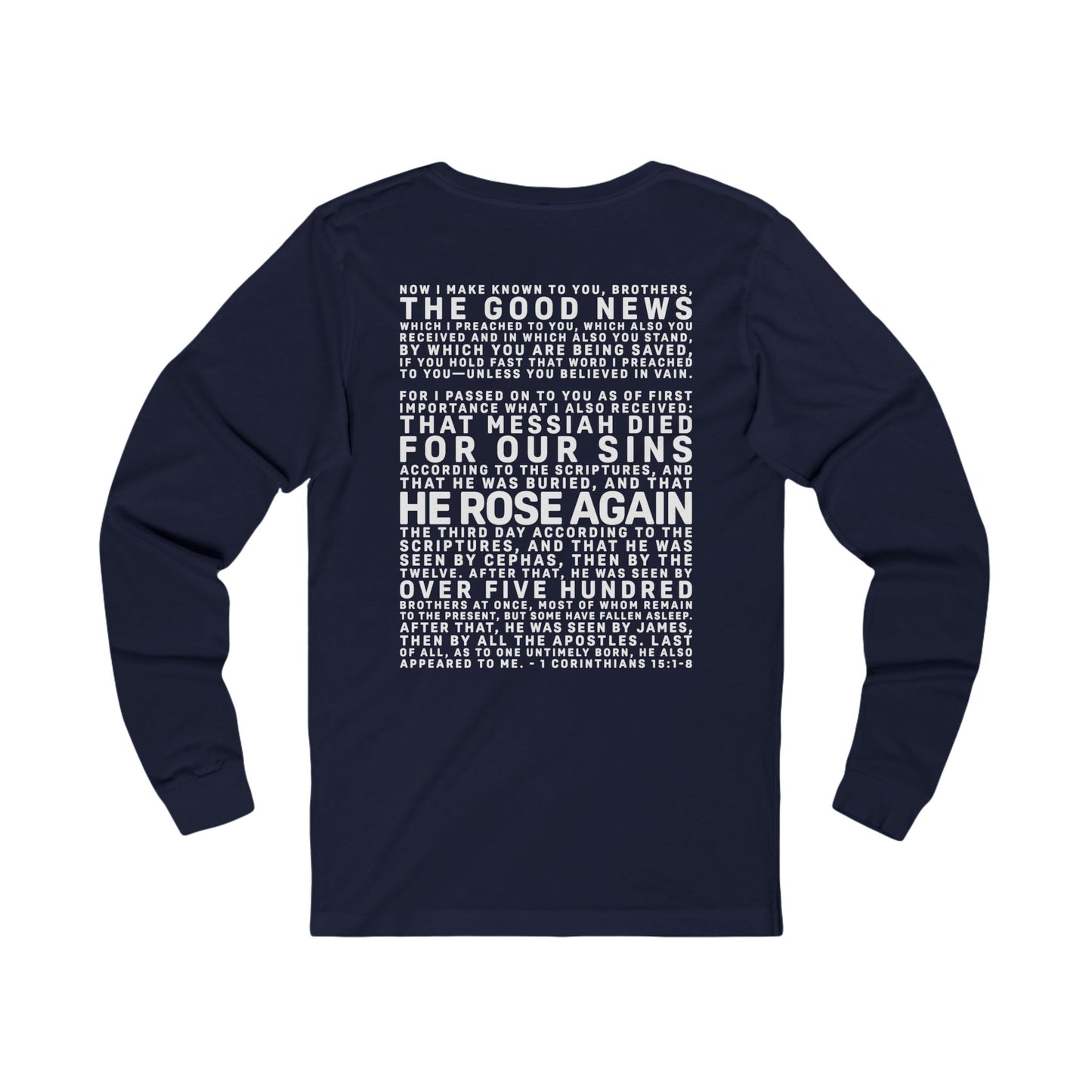 The Gospel - Adult Unisex Long Sleeve Tee - Back Text, Light Lettered Edition - (12 Colors)