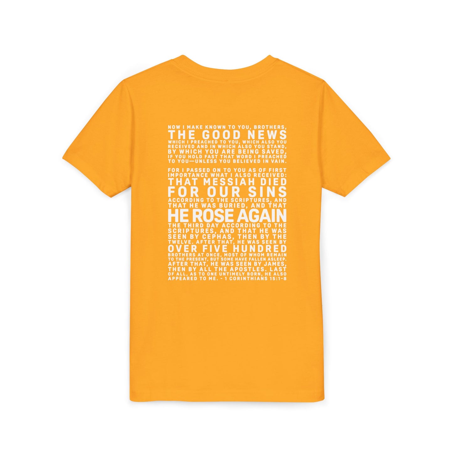 The Gospel - Youth Short Sleeve Tee - Back Text, Light-Lettered Edition - (22 Colors)