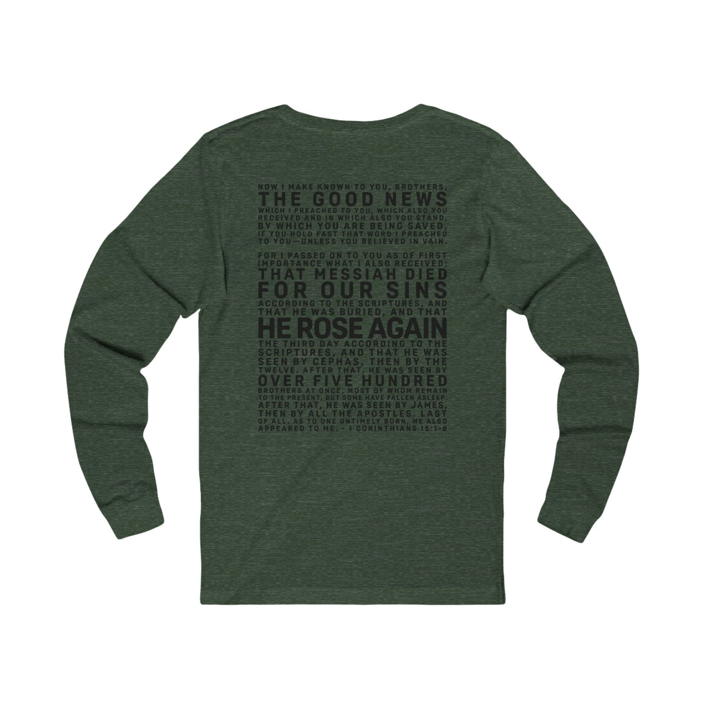 The Gospel - Adult Unisex Long Sleeve Tee - Back Text, Dark Lettered Edition - (8 Colors)