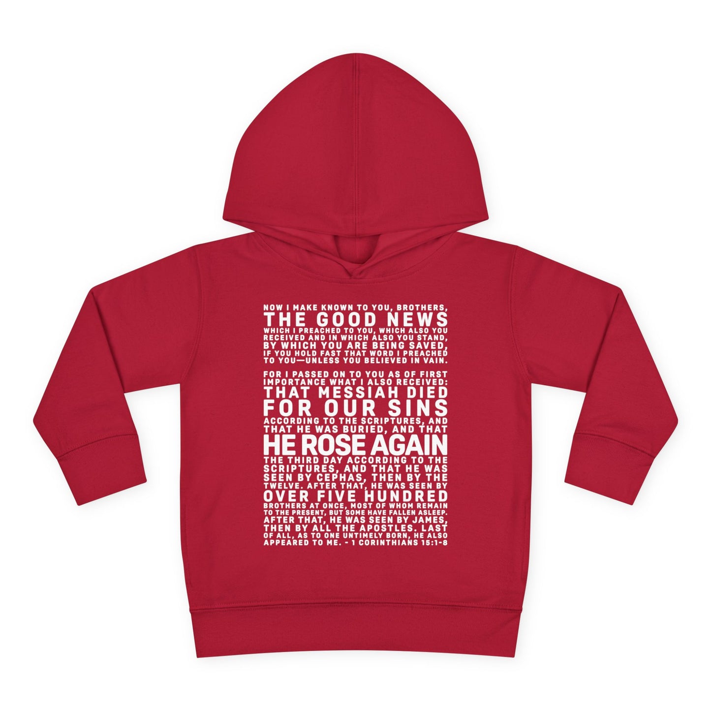 The Gospel - Toddler Pullover Hoodie - Front Text, Light Lettered Edition - (15 Colors)