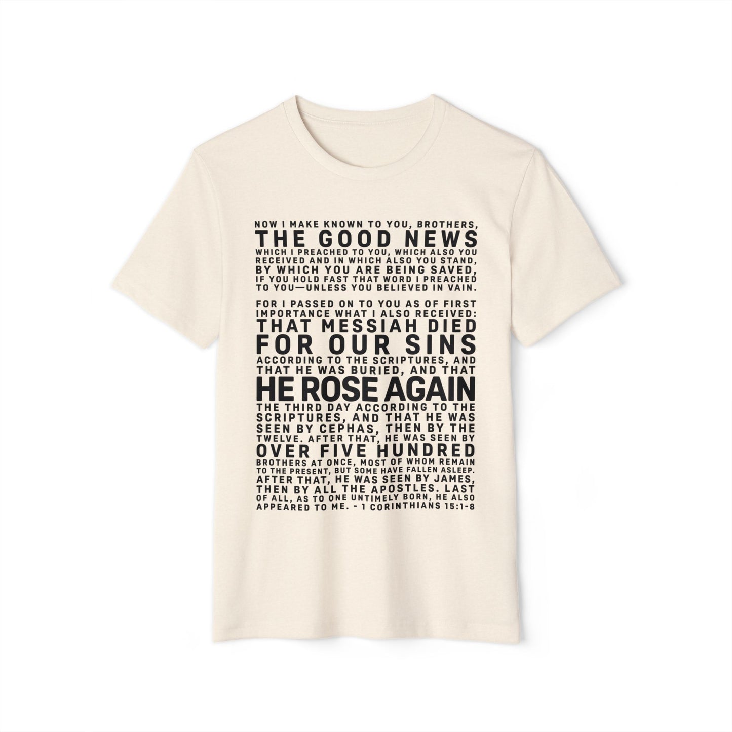 The Gospel - Adult Unisex Premium Organic Tee - Front Text, Dark-Lettered Edition - (7 Colors)