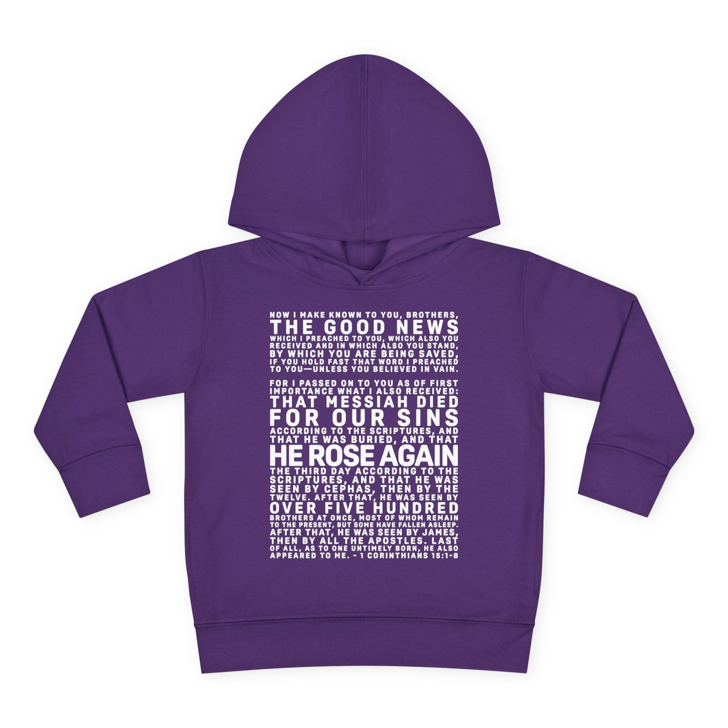 The Gospel - Toddler Pullover Hoodie - Front Text, Light Lettered Edition - (15 Colors)