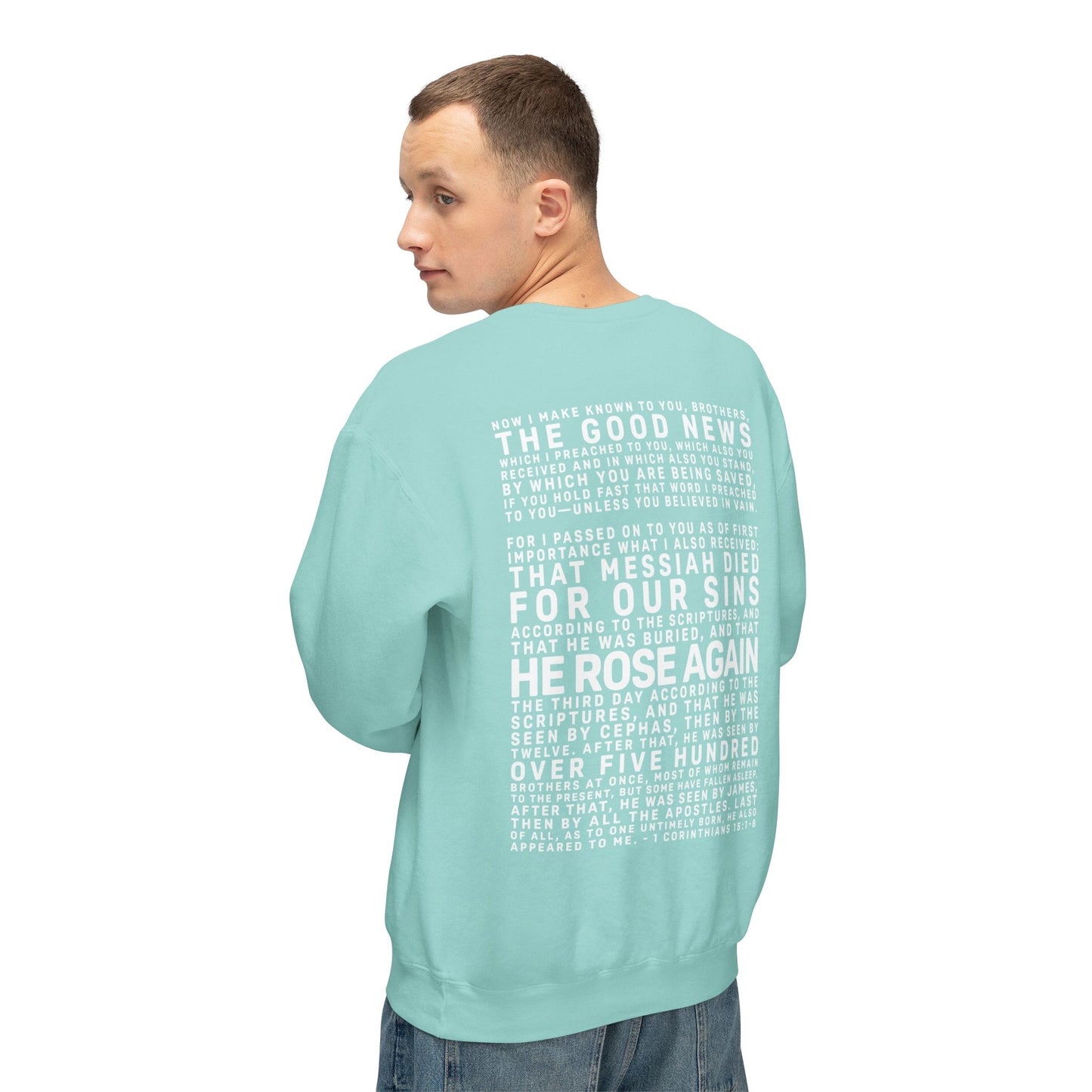 The Gospel - Adult Unisex Crewneck Sweatshirt - Back Text, Light Lettered Edition - (11 Colors)