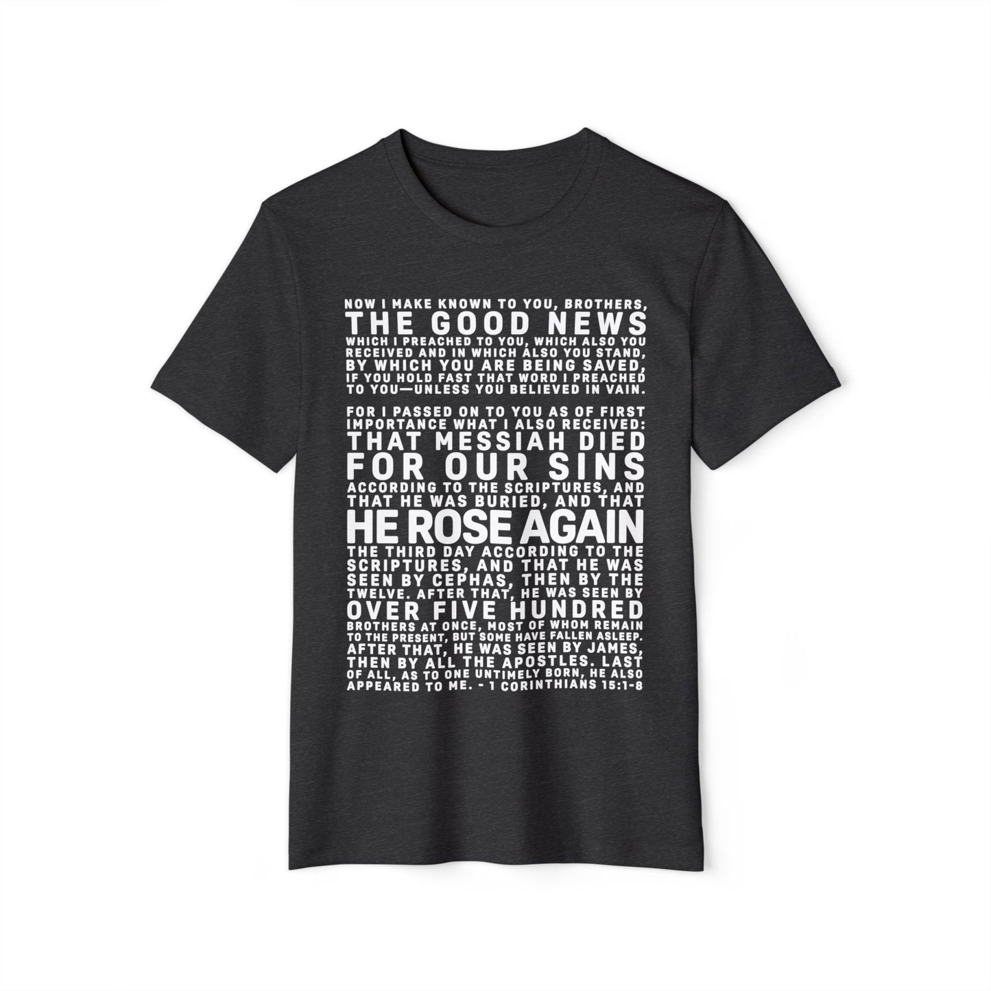 The Gospel - Adult Unisex Premium Organic Tee - Front Text, Light-Lettered Edition - (7 Colors)