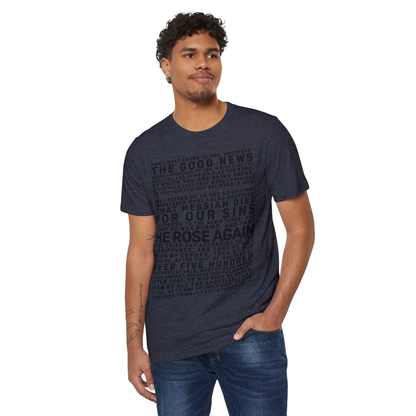 The Gospel - Adult Unisex Premium Organic Tee - Front Text, Dark-Lettered Edition - (7 Colors)