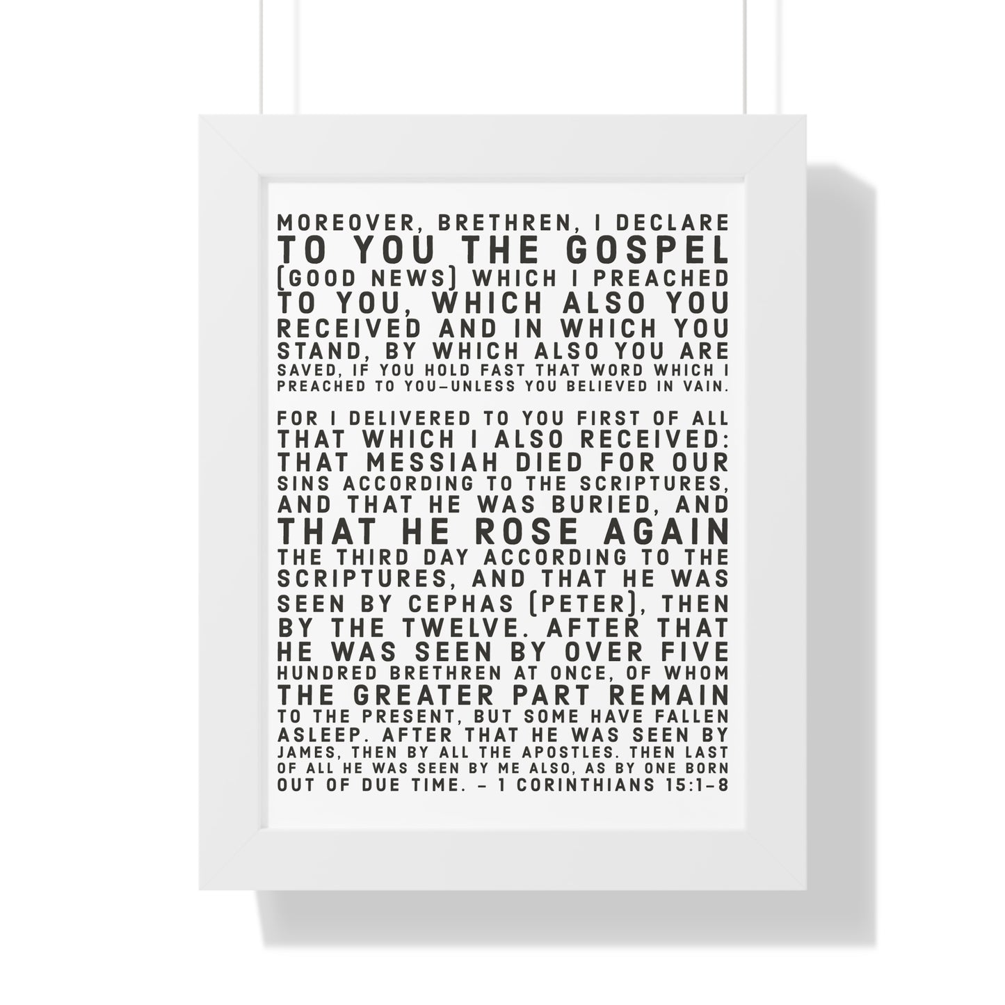 'I declare to you the gospel' - (4 Size and 3 Frame Color Options) - Framed Vertical Poster