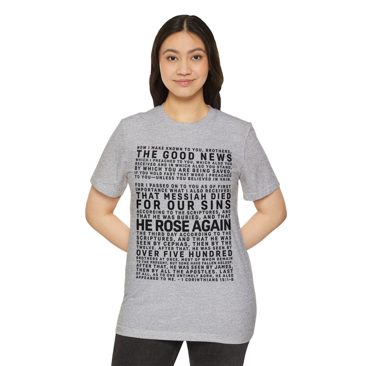 The Gospel - Adult Unisex Premium Organic Tee - Front Text, Dark-Lettered Edition - (7 Colors)