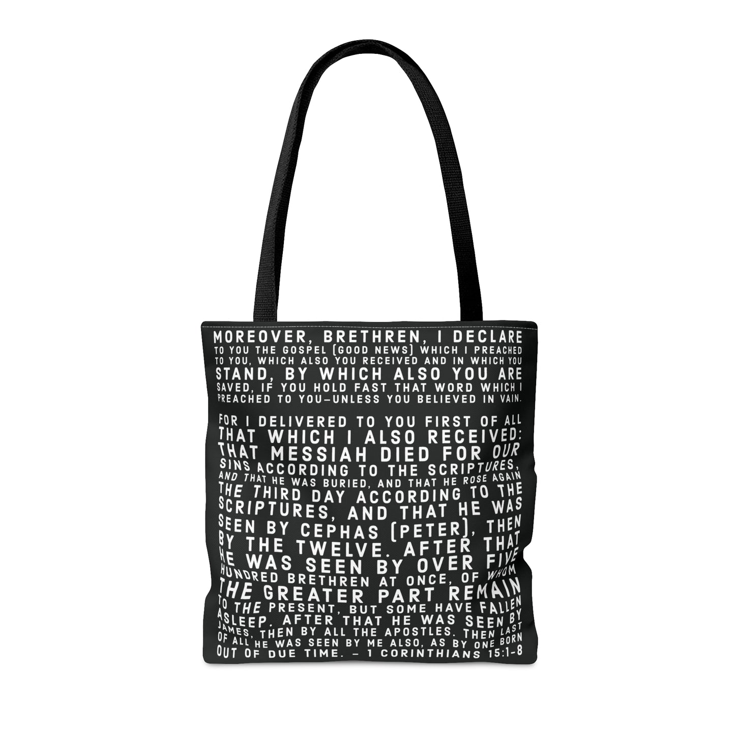 'I declare to you the gospel' - Black - (3 Size Options) - Tote Bag