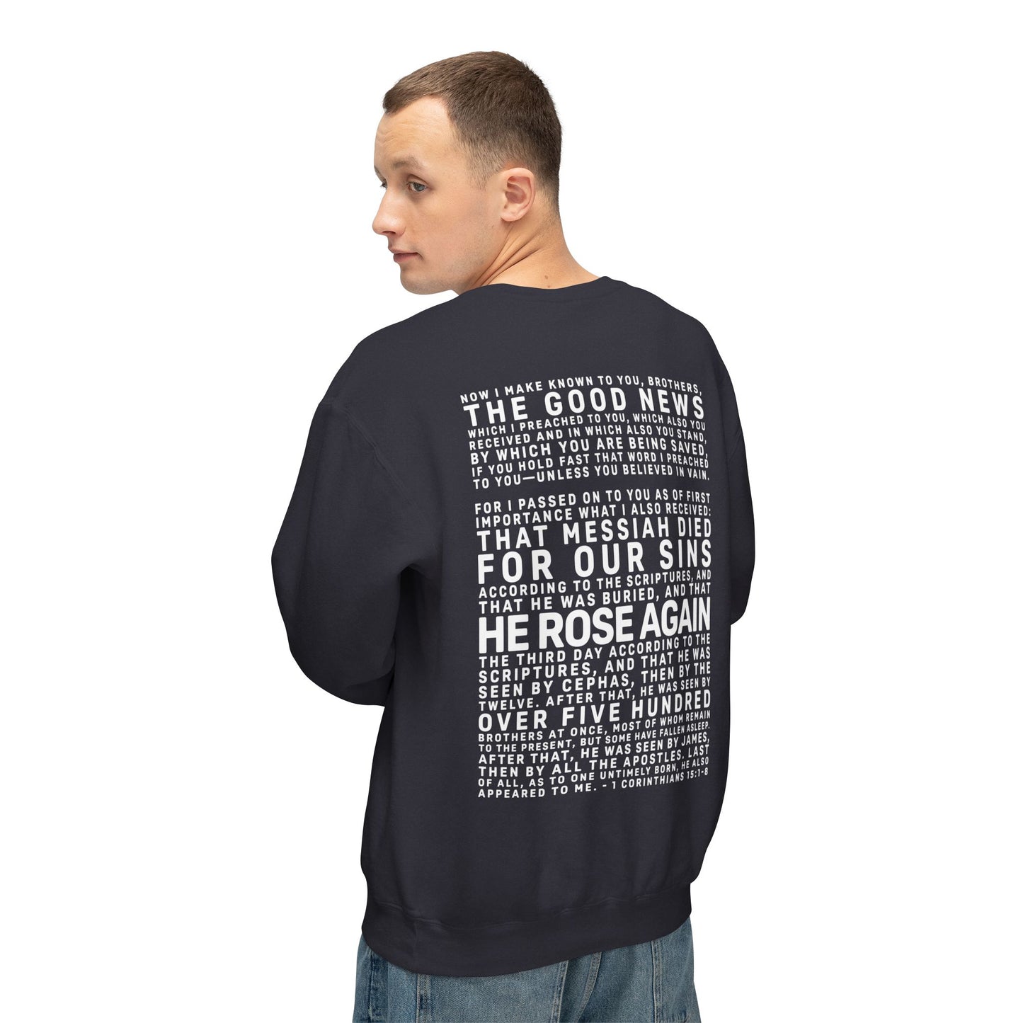 The Gospel - Adult Unisex Crewneck Sweatshirt - Back Text, Light Lettered Edition - (11 Colors)
