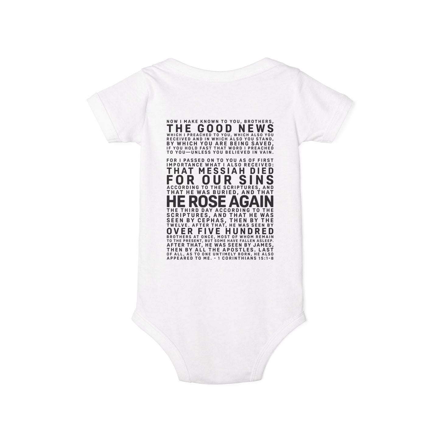 The Gospel - Infant (3M-24M) One Piece - Back Text, Dark Lettered Edition - (9 Colors)