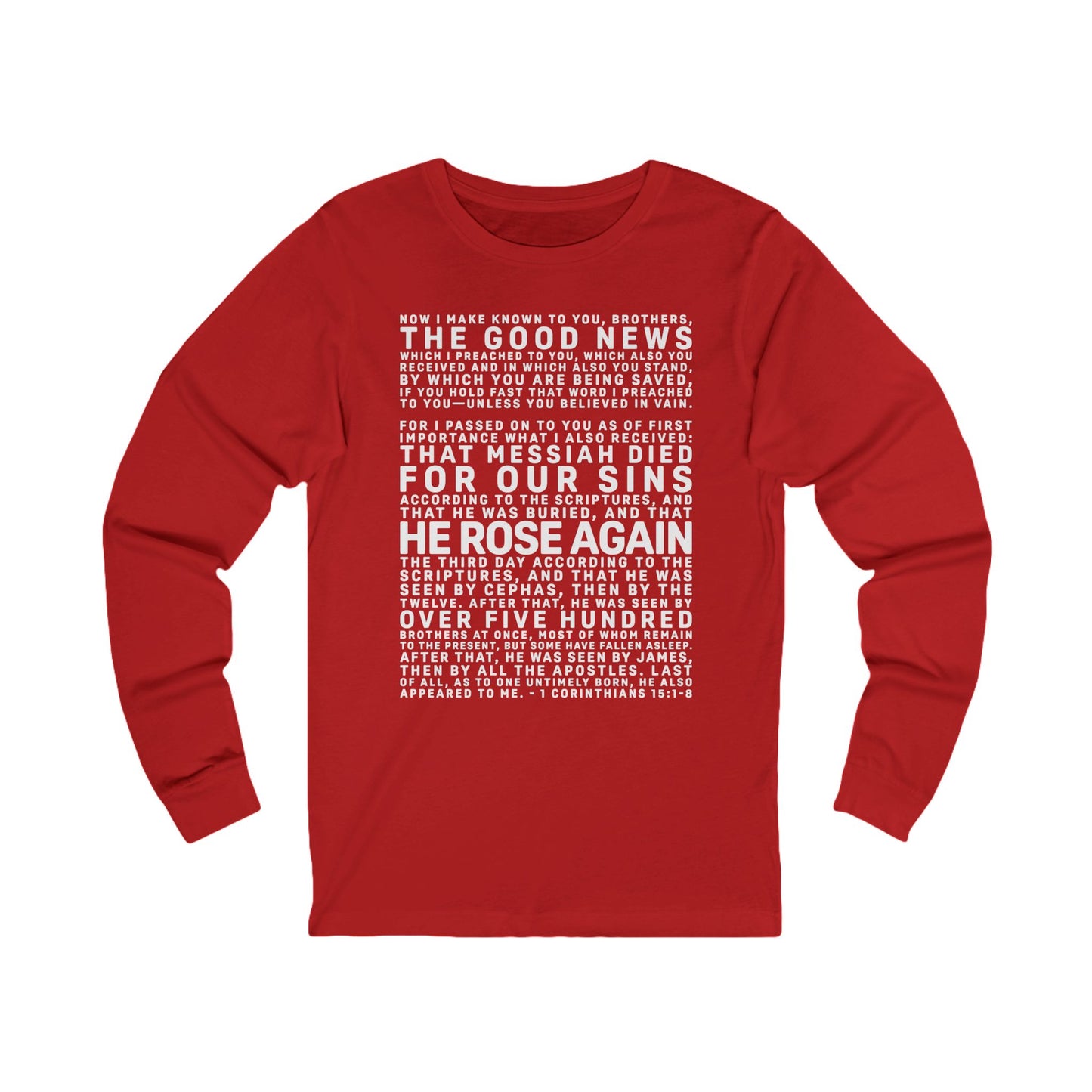 The Gospel - Adult Unisex Long Sleeve Tee - Front Text, Light Lettered Edition - (12 Colors)