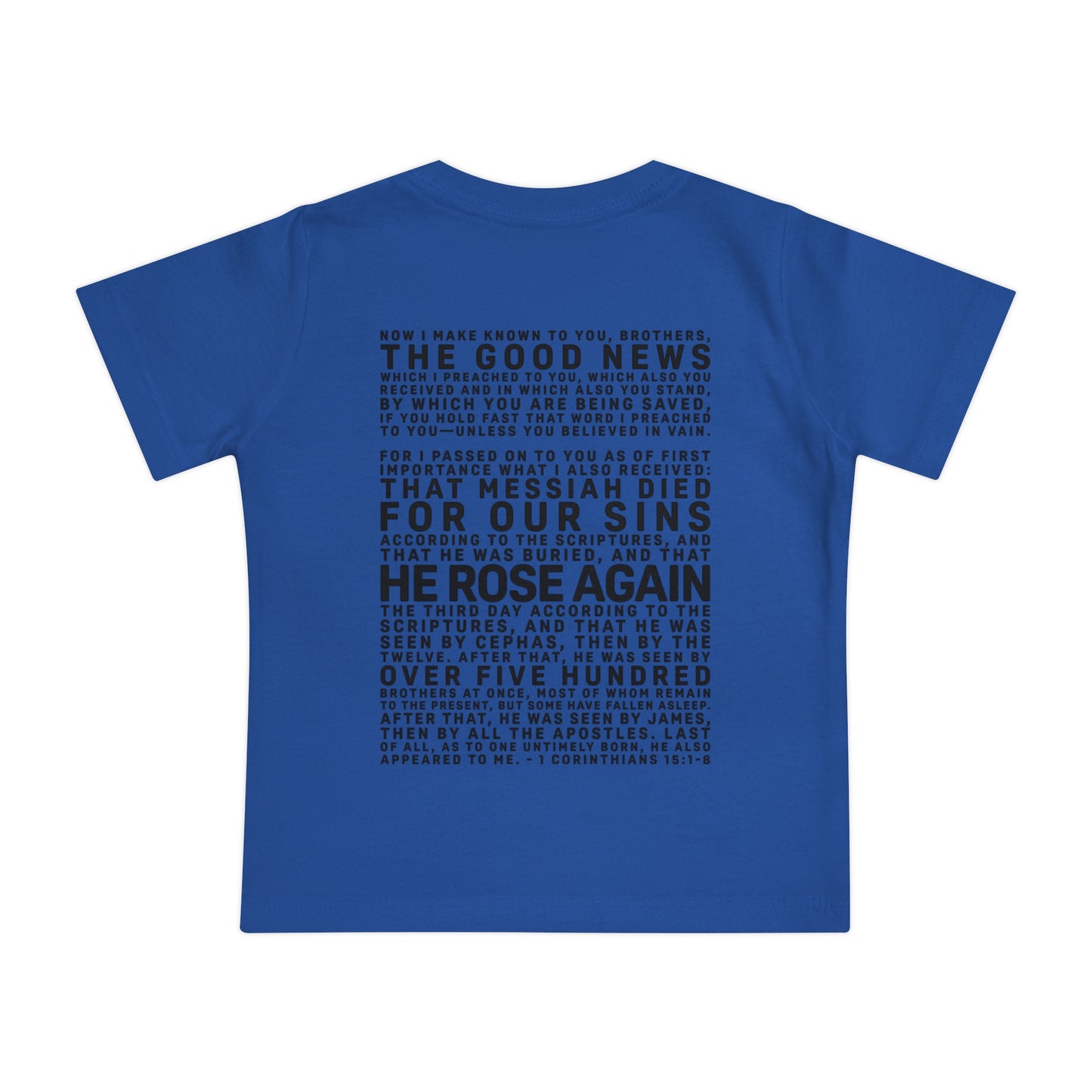 The Gospel - Infant (3M-24M) Short Sleeve Tee - Back Text, Dark-Lettered Edition - (6 Colors)