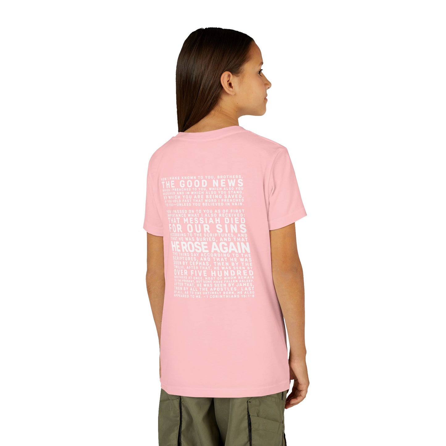 The Gospel - Youth Short Sleeve Tee - Back Text, Light-Lettered Edition - (22 Colors)