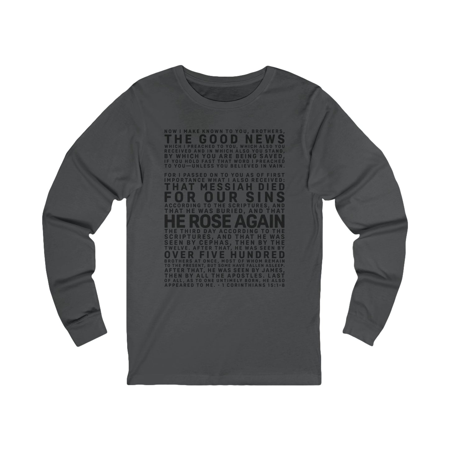 The Gospel - Adult Unisex Long Sleeve Tee - Front Text, Dark Lettered Edition - (8 Colors)