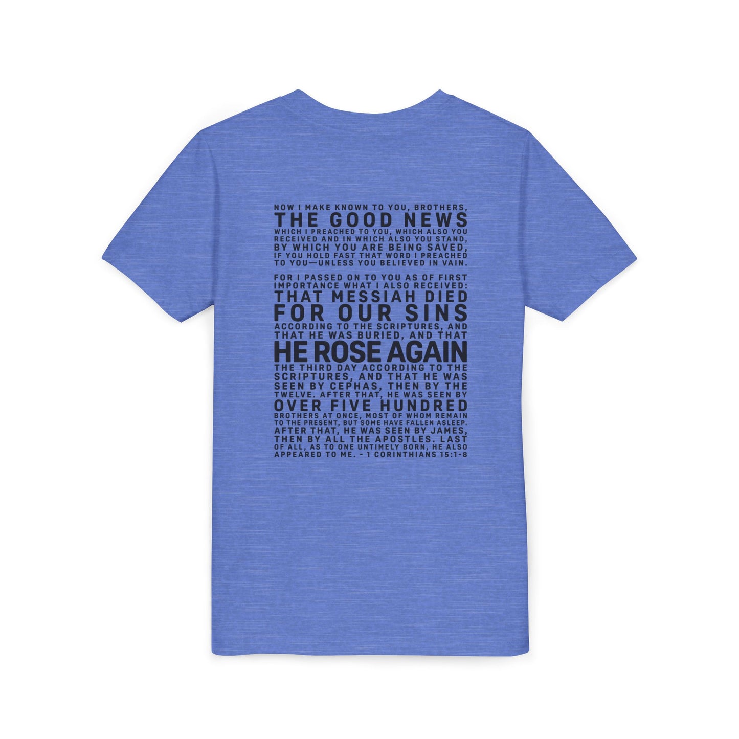 The Gospel - Youth Short Sleeve Tee - Back Text, Dark-Lettered Edition - (17 Colors)
