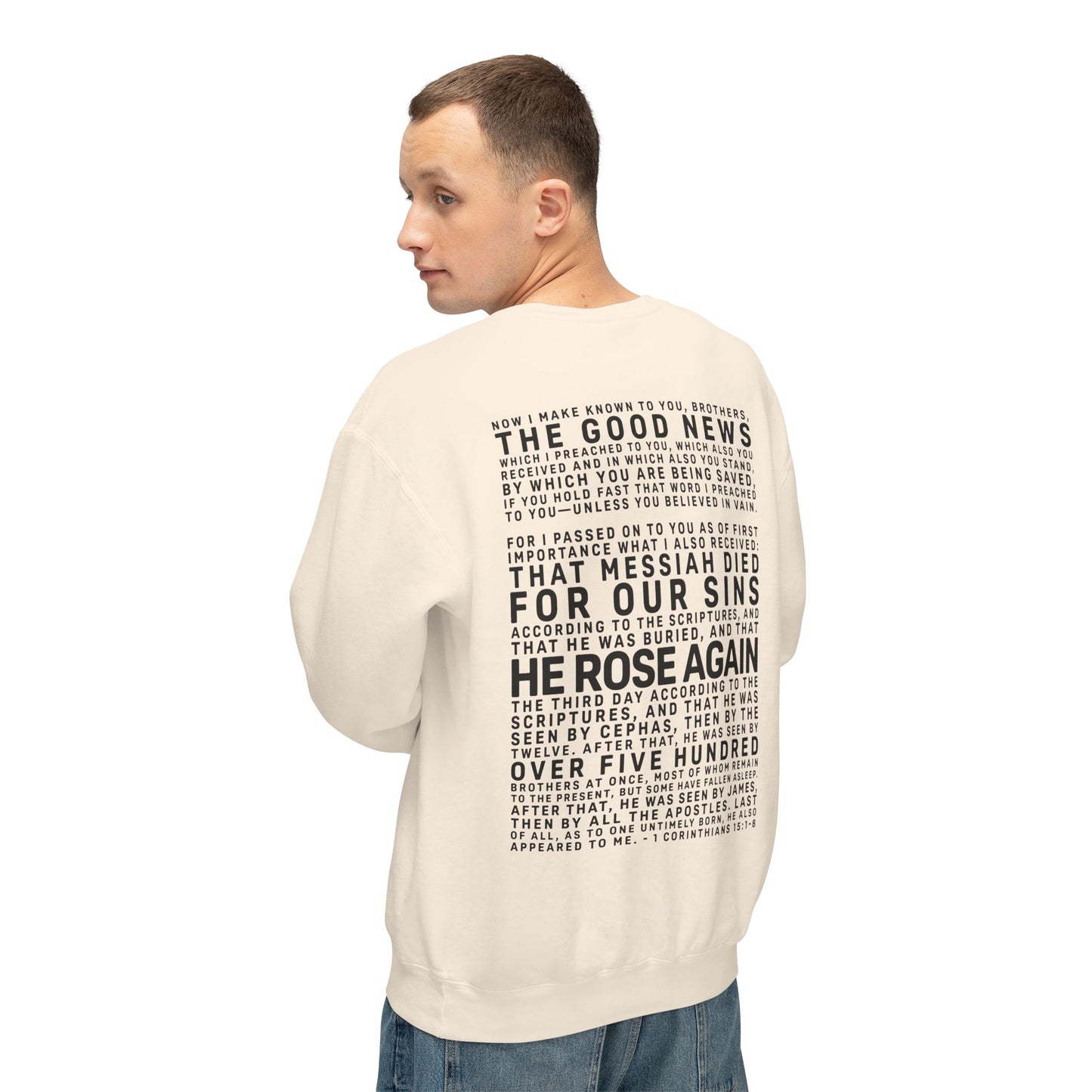 The Gospel - Adult Unisex Crewneck Sweatshirt - Back Text, Dark Lettered Edition - (12 Colors)