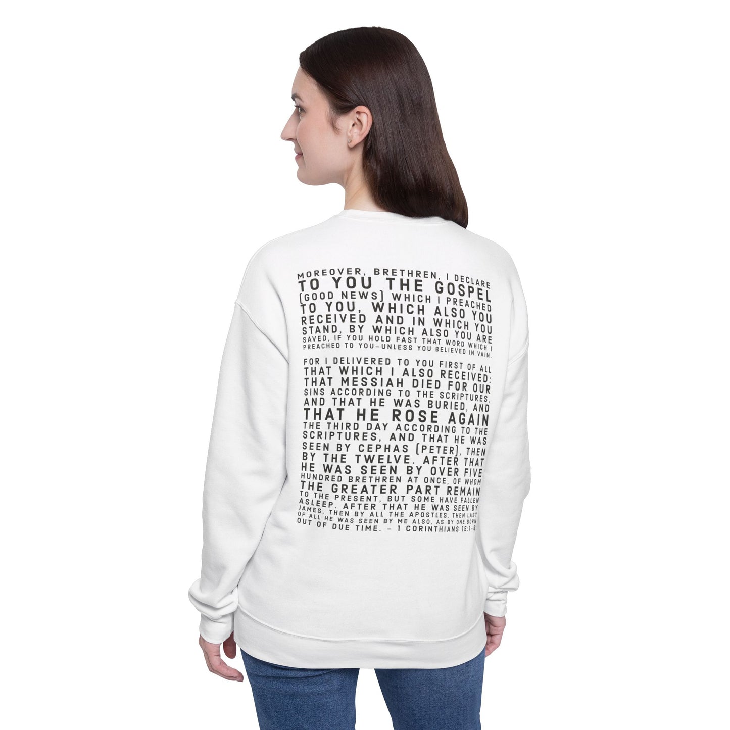 'I declare to you the gospel' - Back Text Edition - (2 Color Options) - Adult Unisex Drop Shoulder Sweatshirt