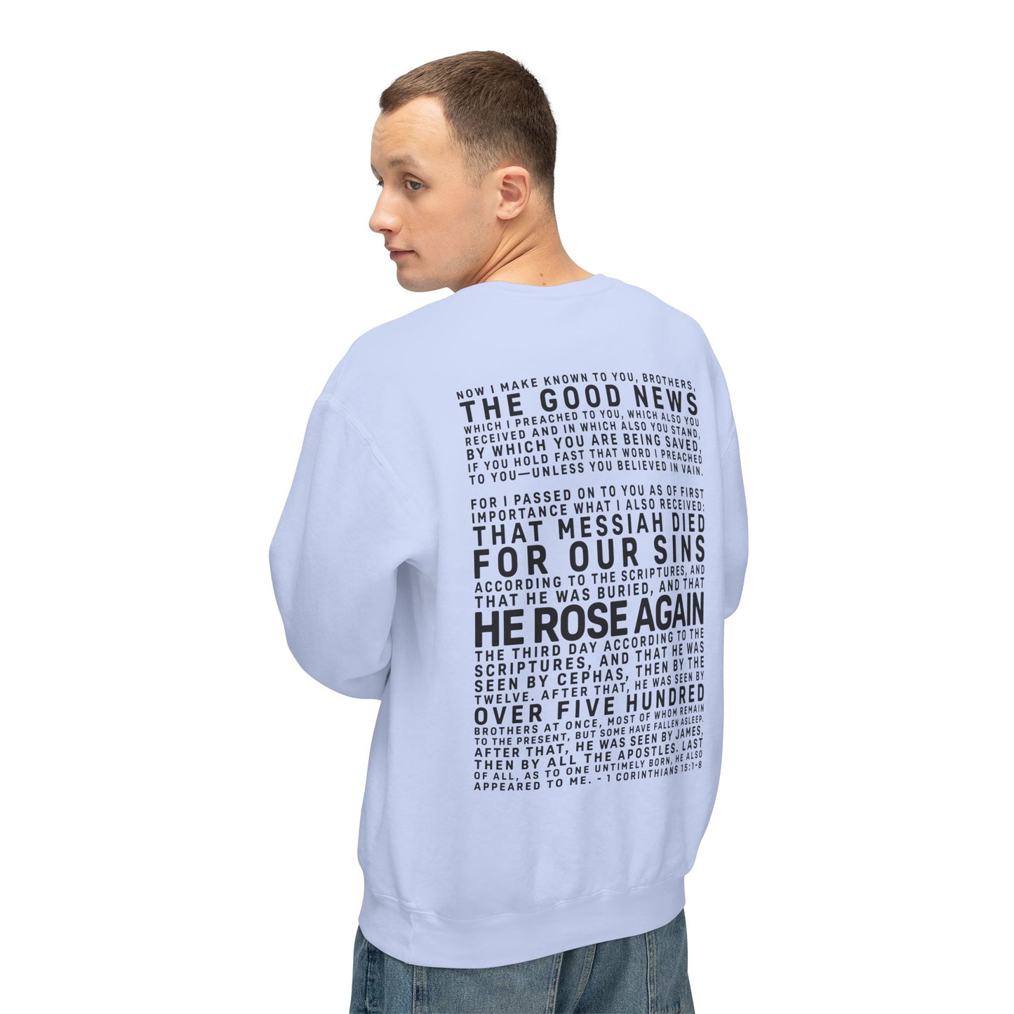 The Gospel - Adult Unisex Crewneck Sweatshirt - Back Text, Dark Lettered Edition - (12 Colors)