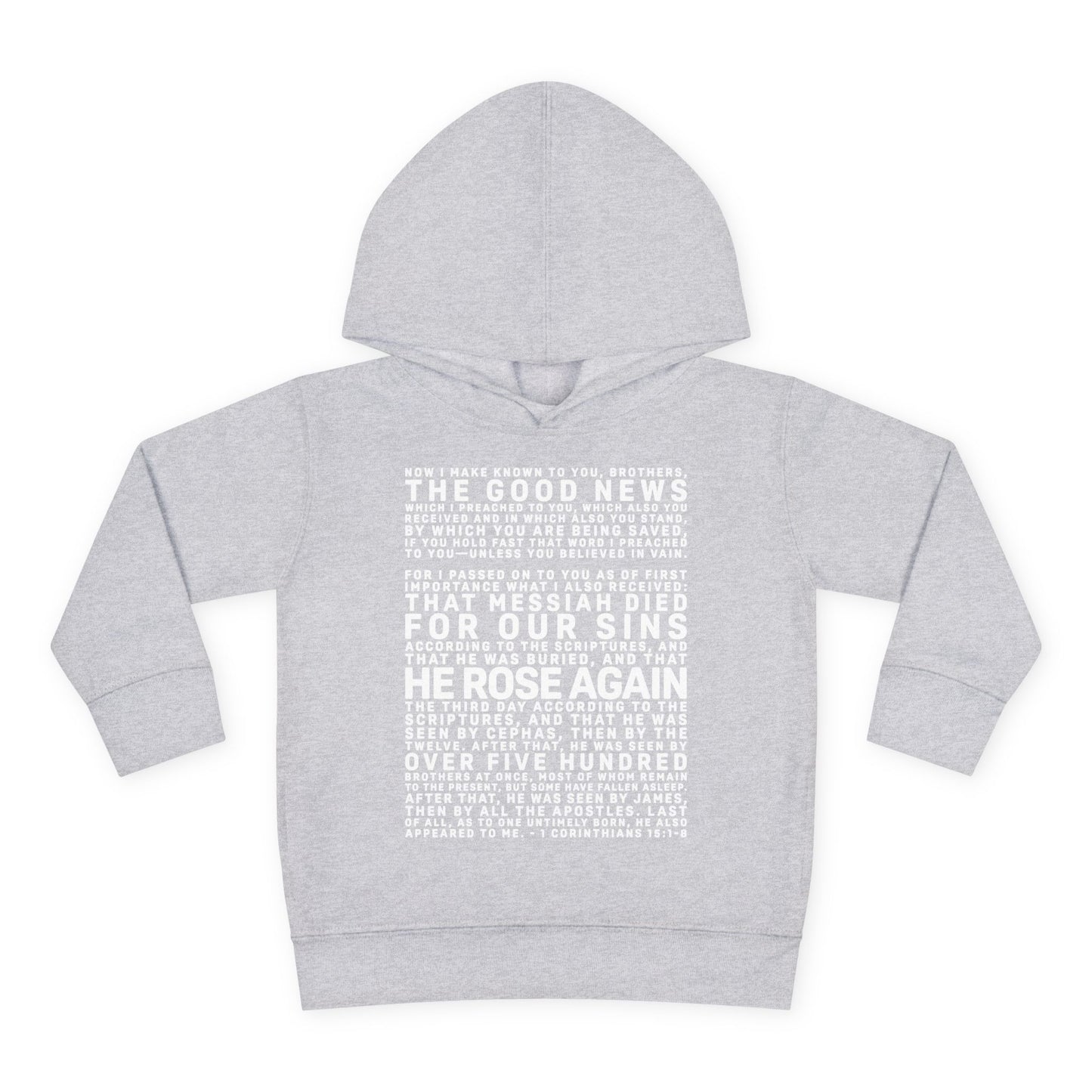 The Gospel - Toddler Pullover Hoodie - Front Text, Light Lettered Edition - (15 Colors)