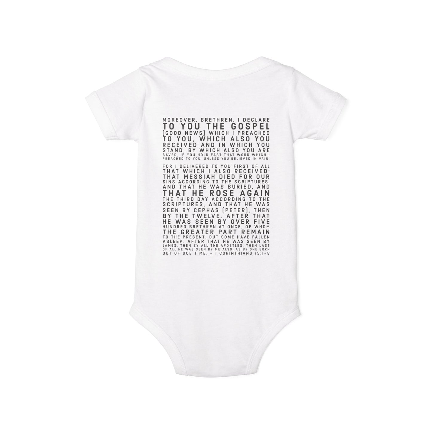 'I declare to you the gospel' - Back Text, Dark Lettered Edition - (7 Color Options) - Infant Jersey One Piece
