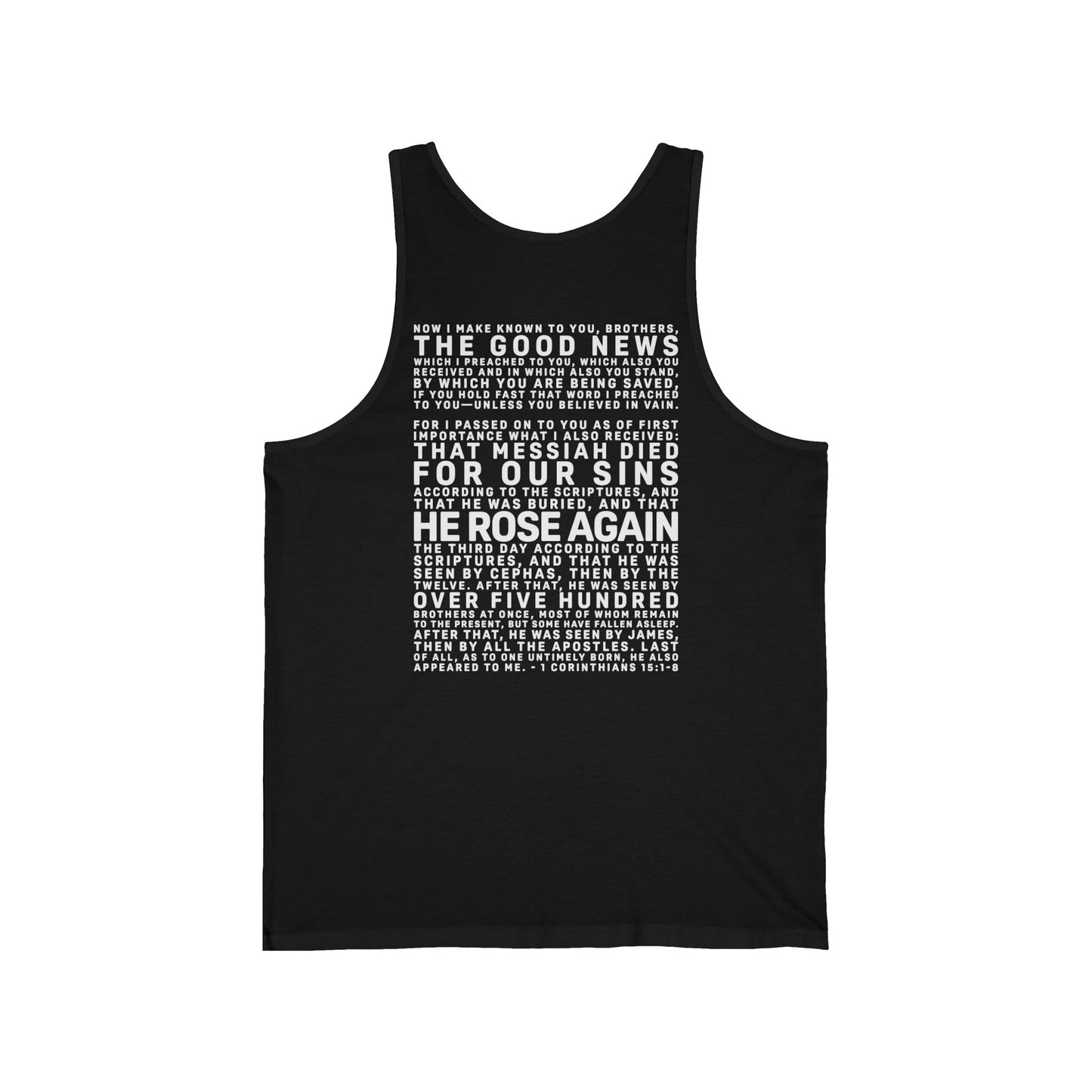 The Gospel - Adult Unisex Tank - Back Text, Light Lettered Edition - (8 Colors)