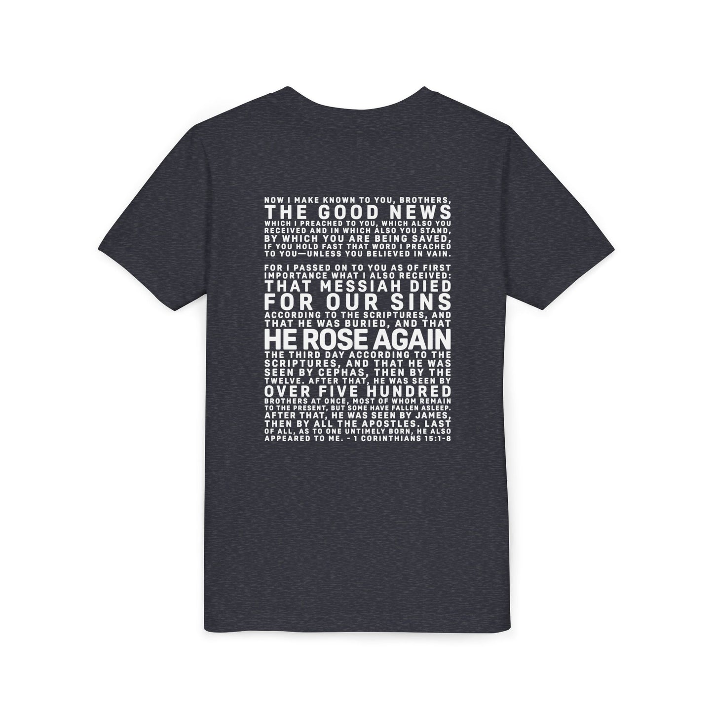 The Gospel - Youth Short Sleeve Tee - Back Text, Light-Lettered Edition - (22 Colors)